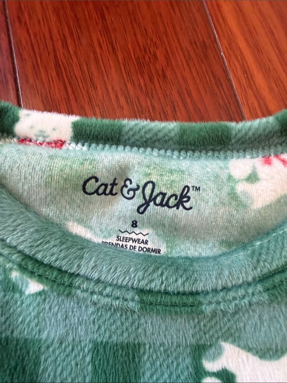Kids Green Plaid Fleece Bear Pajama Set - Picture 3 of 7